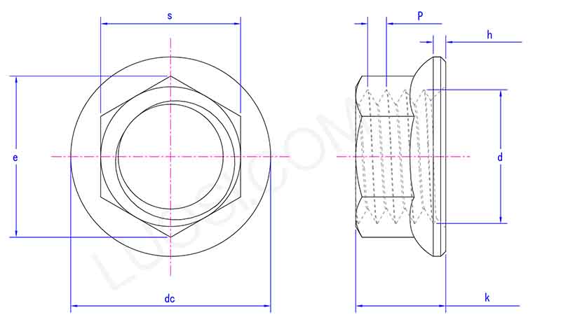 High Efficiency Hexagon Nuts With Flange parameter High Efficiency Hexagon Nuts With Flange parameter